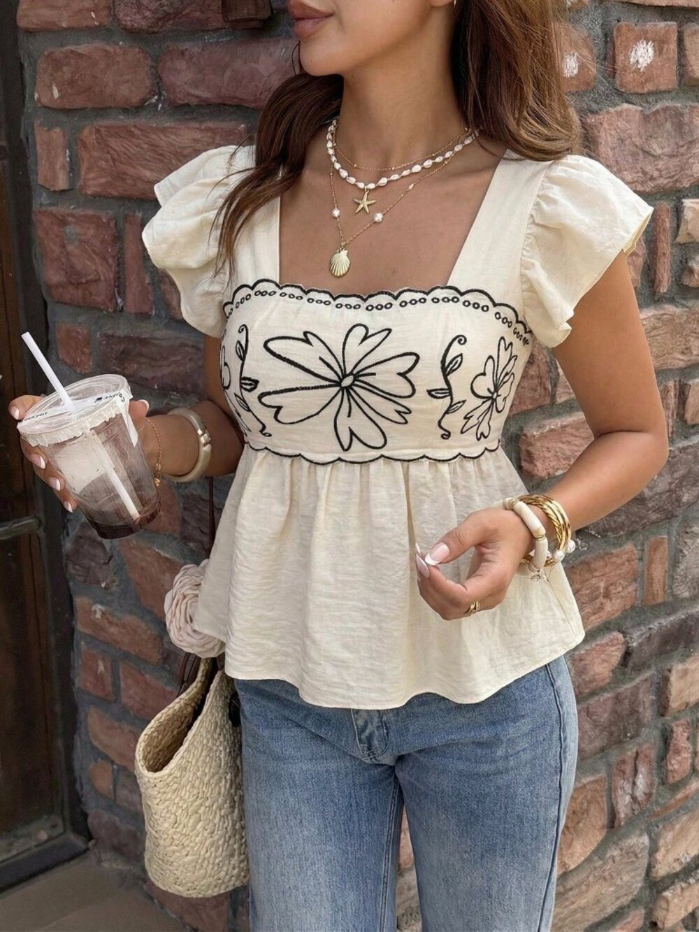 Apricot Boho Women's Elegant Shirt With Printed Woven Fabric